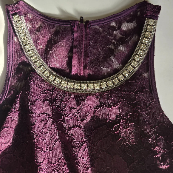 Scala Lace Halter Midi Dress in Rich Purple. Size M - Picture 8 of 11